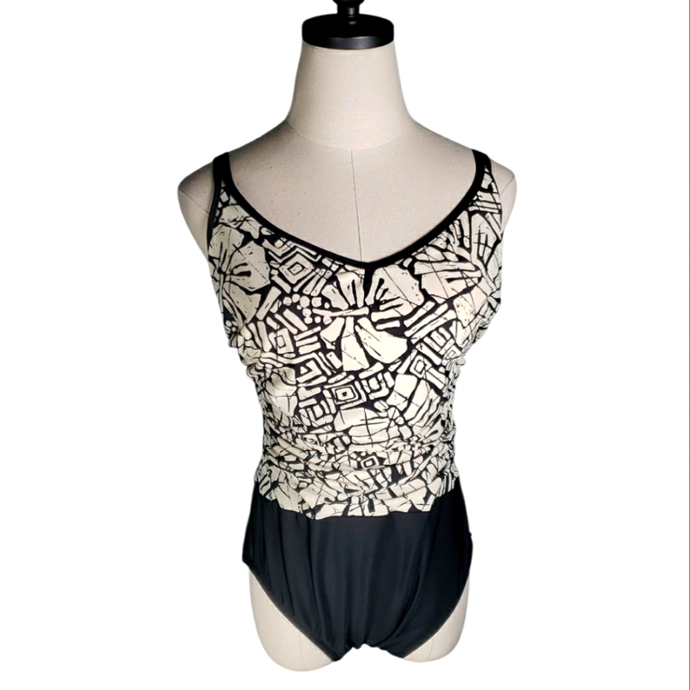 Miraclesuit Onepiece Slimming Padded Rouched Abstract Floral Botanical S Resort